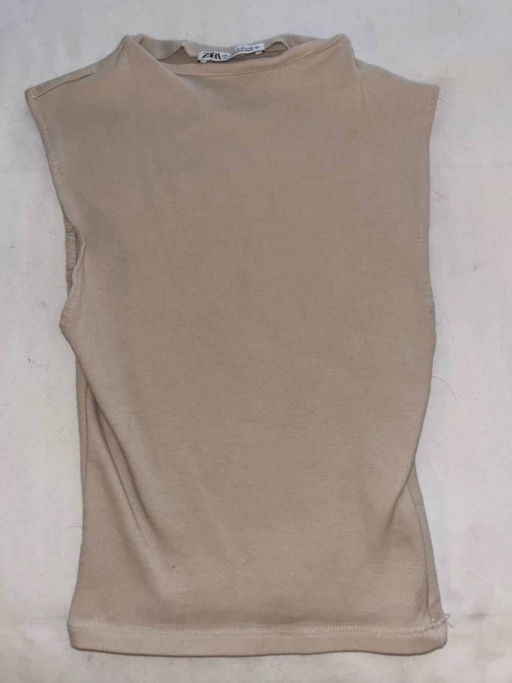 Zara Sleeveless Mock Neck Tank in Light Beige